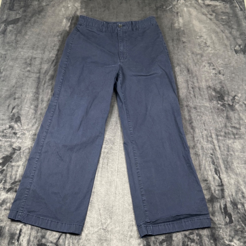 Gap High Rise Stride Ankle Pants Womens 10 Navy Blue Wide Leg Cotton